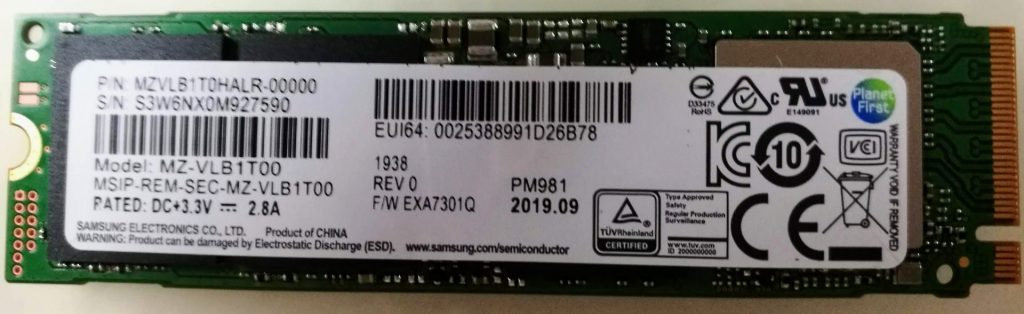 M2 SSD 1TByte Samsung MZVLB1T0HALR 